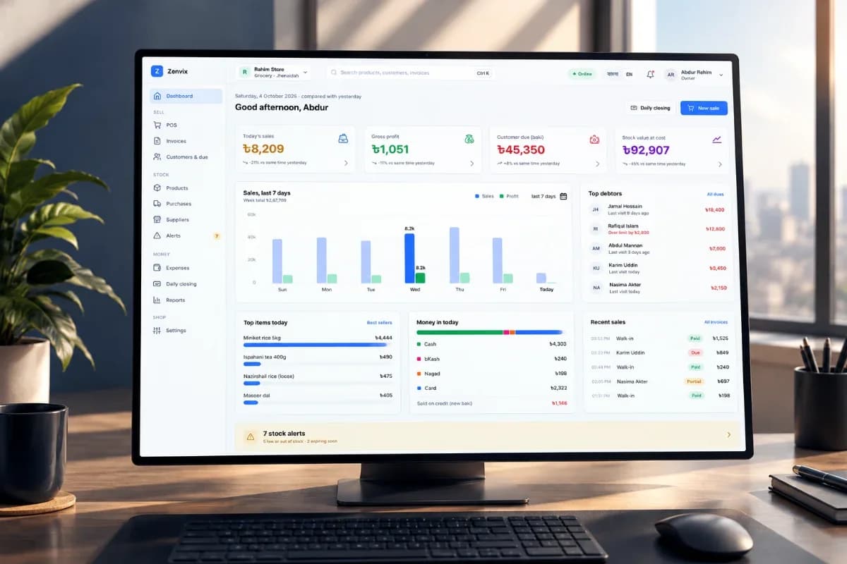 The Zenvix Inventory dashboard on a desktop monitor